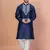 Navy blue cotton blend kurta for men with embellished work