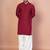 Red cotton blend kurta for men with embroidery work