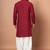 Red cotton blend kurta for men with embroidery work