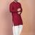 Red cotton blend kurta for men with embroidery work