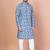 Blue cotton blend kurta for men with printed design