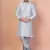 Grey banarasi silk kurta for men with solid design