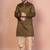 Olive banarasi silk kurta for men with solid design