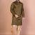 Olive banarasi silk kurta for men with solid design