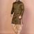 Olive banarasi silk kurta for men with solid design