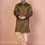 Olive banarasi silk kurta for men with solid design