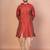 Red banarasi silk kurta for men with printed design