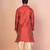 Red banarasi silk kurta for men with printed design