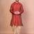 Red banarasi silk kurta for men with printed design