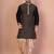 Black banarasi silk kurta for men with embroidery work