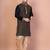 Black banarasi silk kurta for men with embroidery work