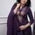 Purple Embroidered Cotton Suit Set with Dupatta