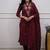 Maroon Embroidered Cotton Suit Set with Dupatta