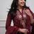 Maroon Embroidered Cotton Suit Set with Dupatta