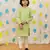 Green embroidered cotton kurta pyjama