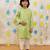 Green embroidered cotton kurta pyjama