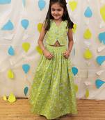 Green embroidered cotton co ord set