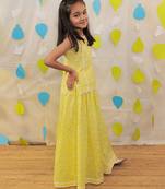 Yellow printed cotton sharara with top