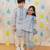 Blue printed cotton kurti with pyjama