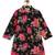 Black printed cotton nehru jacket set