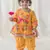 Yellow printed cotton kurta pyjama