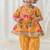 Yellow printed cotton kurta pyjama