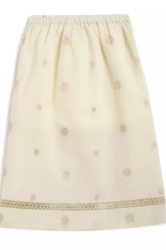 Cream printed cotton mundu