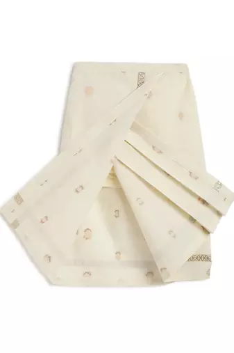 Cream printed cotton mundu