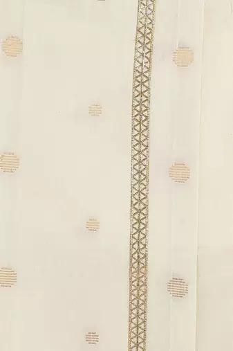 Cream printed cotton mundu