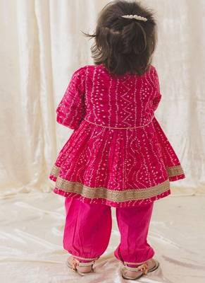 Pink printed cotton kurta pyjama 2