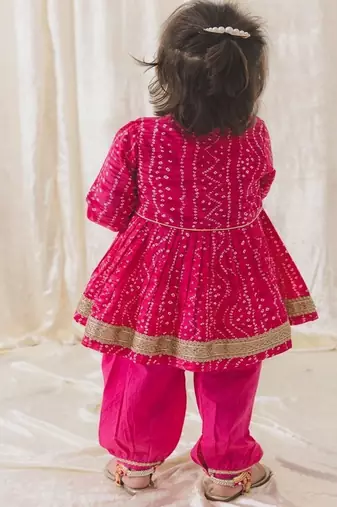Pink printed cotton kurta pyjama