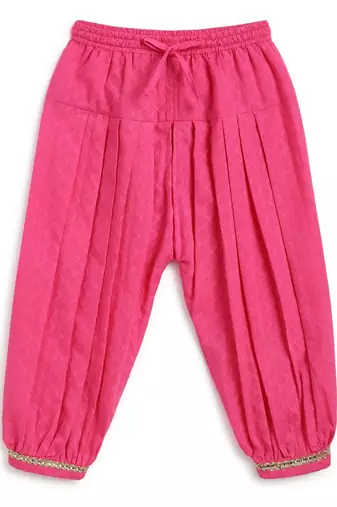 Pink printed cotton kurta pyjama
