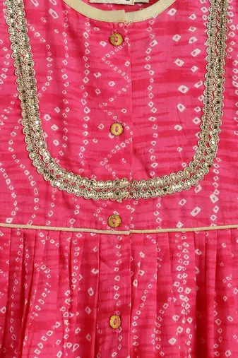 Pink printed cotton kurta pyjama