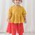 Yellow printed cotton co ord set with headband