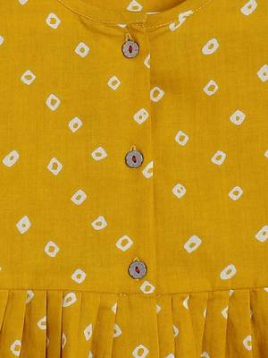 Yellow printed cotton co ord set with headband 3