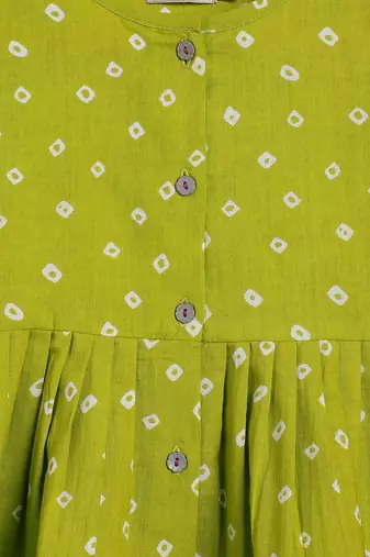 Green printed cotton co ord set with headband
