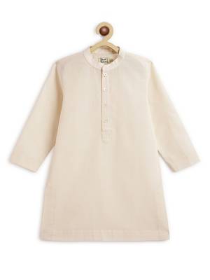 Cream plain cotton nehru jacket set 4