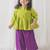 Green printed cotton co ord set with headband