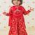 Red embroidered cotton 3 piece co ord set