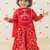 Red embroidered cotton 3 piece co ord set
