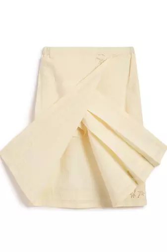 Cream printed cotton mundu