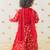 Red embroidered cotton 3 piece co ord set