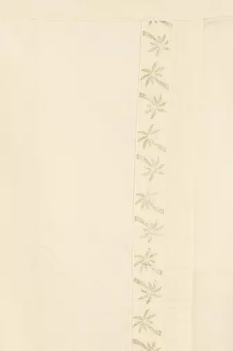 Cream printed cotton mundu
