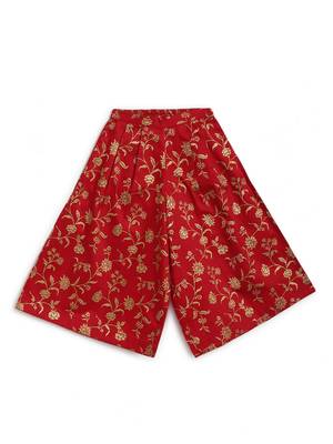 Red embroidered cotton 3 piece co ord set 4