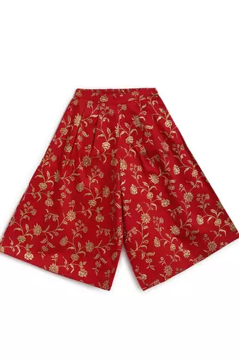 Red embroidered cotton 3 piece co ord set