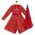 Red embroidered cotton 3 piece co ord set