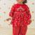 Red embroidered cotton kurta pyjama