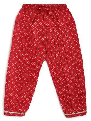 Red embroidered cotton kurta pyjama 3