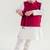 Maroon plain cotton nehru jacket set