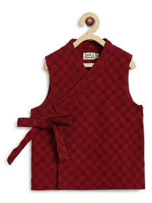 Maroon plain cotton nehru jacket set 4